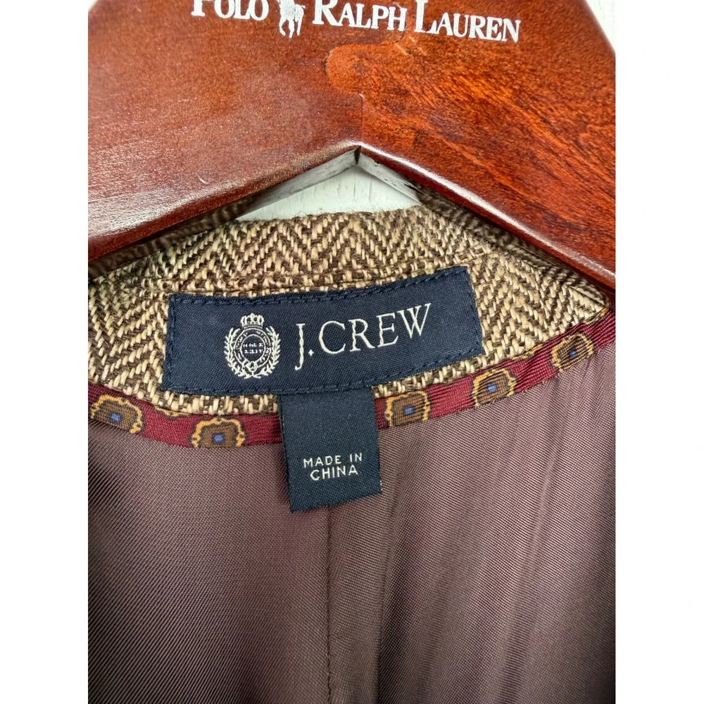 J.Crew Ludlow Jacket 36R Mens Brown Herringbone 100% Linen Blazer 12940 SP10